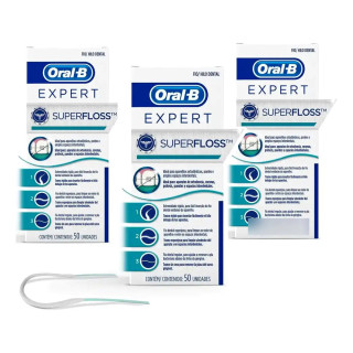 Kit Com 3 Unds Fio Dental Oral-b Super Floss C/ 50 Unidades