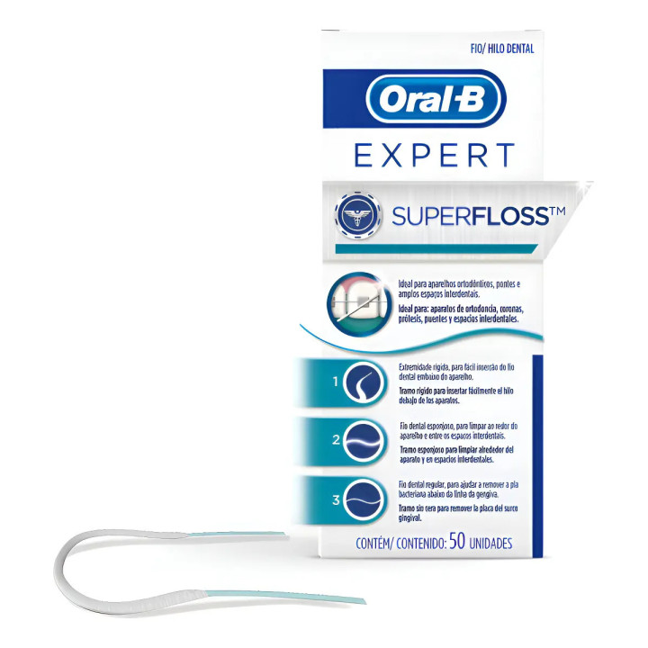 Kit Com 3 Unds Fio Dental Oral-b Super Floss C/ 50 Unidades