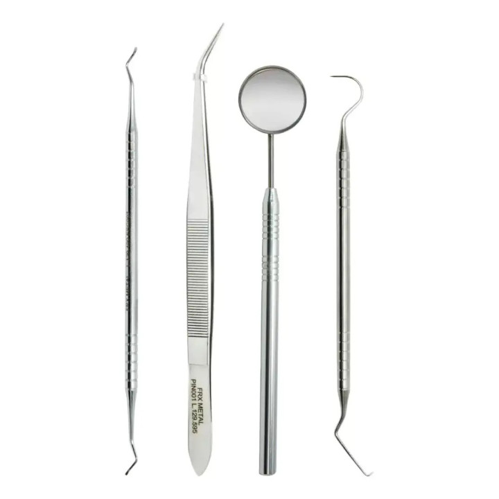 Kit Clínico Odontológico Profissional Prata Golgran 4 Peças Prata | Kits de Instrumentos