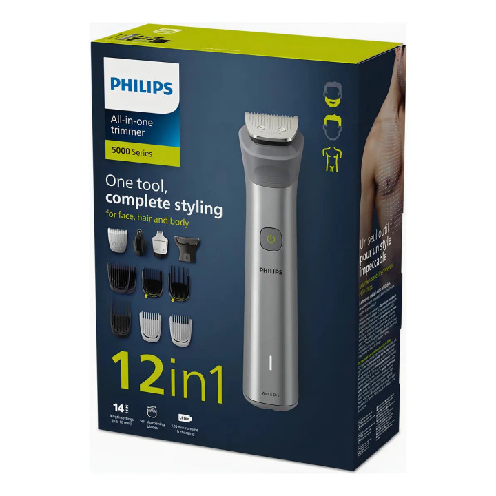 Philips Aparador De Pelos Multigroom 12em1 Mg5950/15 Cor Prateado 127/220v | Máquinas de Cortar Cabelo