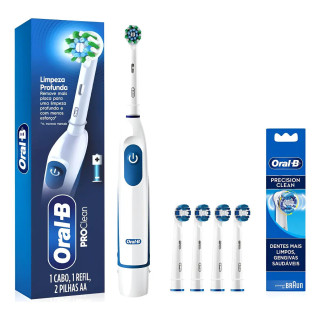 Escova Dental Eletrica Pro Saude Power + 2 Pilhas + 4 Refis Pilhas | Oral-B | Escovas Elétricas
