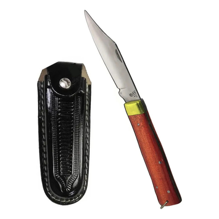 Canivete Churrasqueiro, Aço Inox, Cabo De Madeira E Bainha | Trevo, o original! | Facas e Canivetes