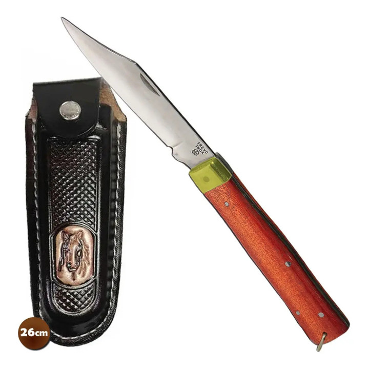 Canivete Churrasqueiro, Aço Inox, Cabo De Madeira E Bainha | Trevo, o original! | Facas e Canivetes