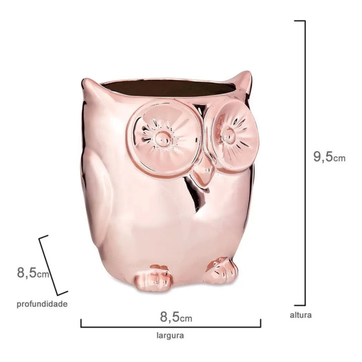 08615 Cachepot Coruja Rose Gold Em Ceramica Mart Collection Rose | Vasos Decorativos