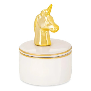 08951 Porta-joias Unicornio Em Cerâmica 10cm Mart Collection Branco | Estatuetas