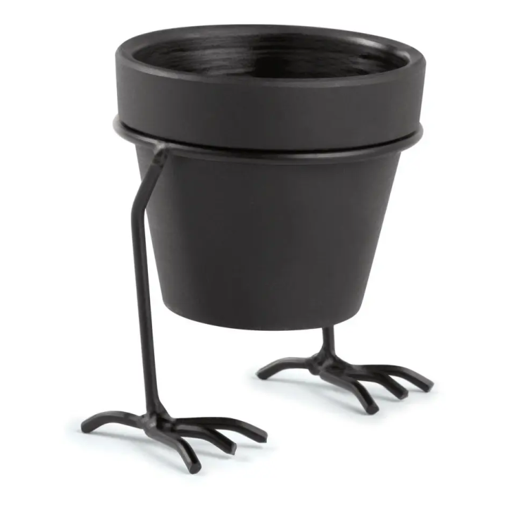 11874 Cachepot Em Cimento Com Suporte Metal Mart Collection Preto | Estatuetas