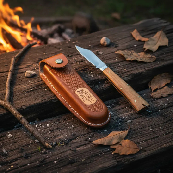 Bainha Em Couro Para Canivete Churrasqueiro 26cm Aleatória | Homem do Campo | Bainhas para Facas