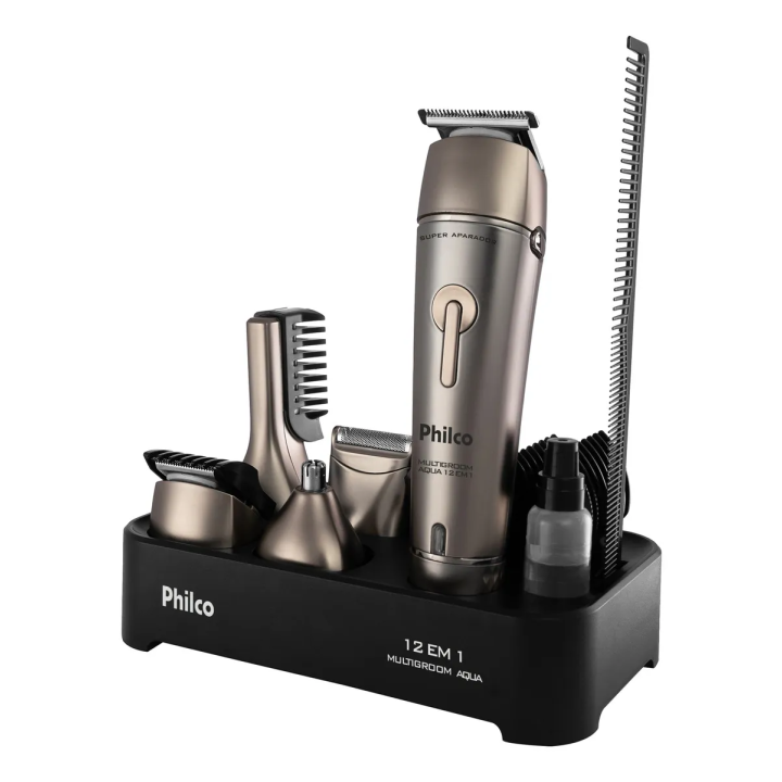 Aparador De Pelos Philco Multi Groom Aqua 12 Em 1 Pap03 Bivolt Preto 127/220v | Máquinas de Cortar Cabelo