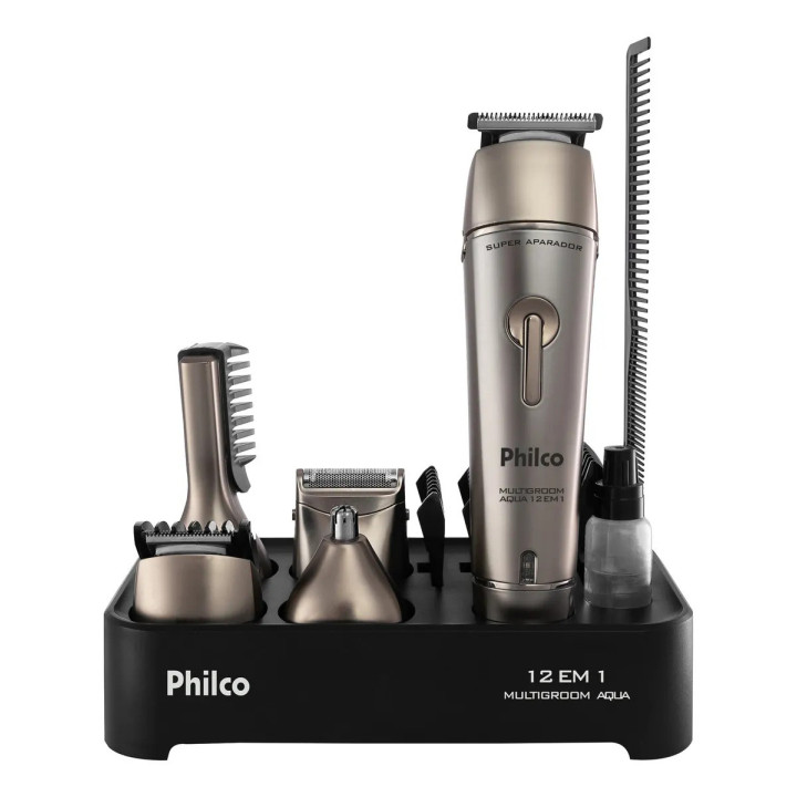 Aparador De Pelos Philco Multi Groom Aqua 12 Em 1 Pap03 Bivolt Preto 127/220v | Máquinas de Cortar Cabelo