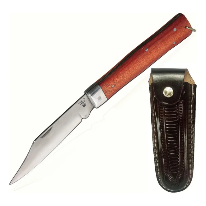 Canivete Churrasqueiro, Aço Inox, Cabo De Madeira E Bainha | Trevo, o original! | Facas e Canivetes